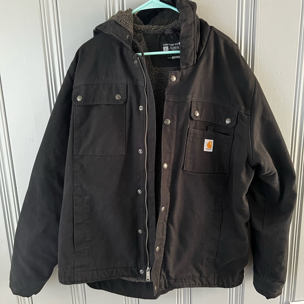 Carhartt Relaxed fit washed duck Sherpa-lined utility jacket
